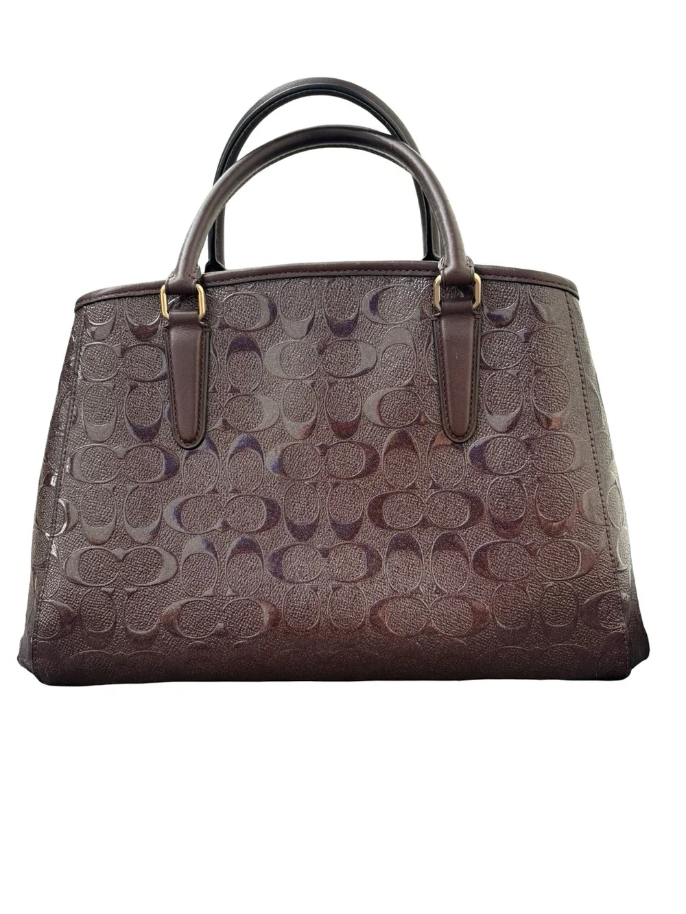 Coach Margot Carryall in Signature Debossed Patent Leather Oxblood